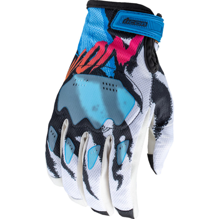 ICON Hooligan Rad Dawn Gloves White - Back of Hand View