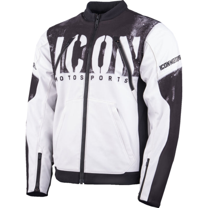 ICON Merc3 Anomaly Jacket White - Front View