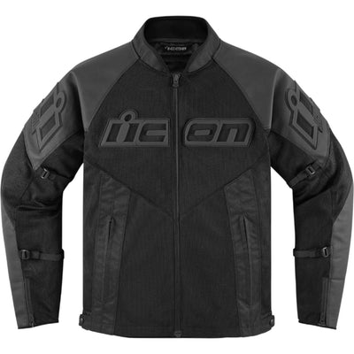 ICON Mesh AF Leather Jacket Black - Front View