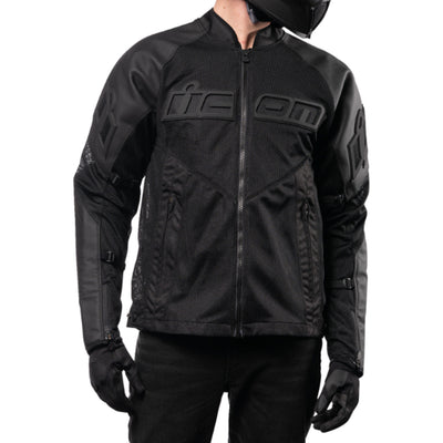 ICON Mesh AF Leather Jacket Black - Model posing in jacket