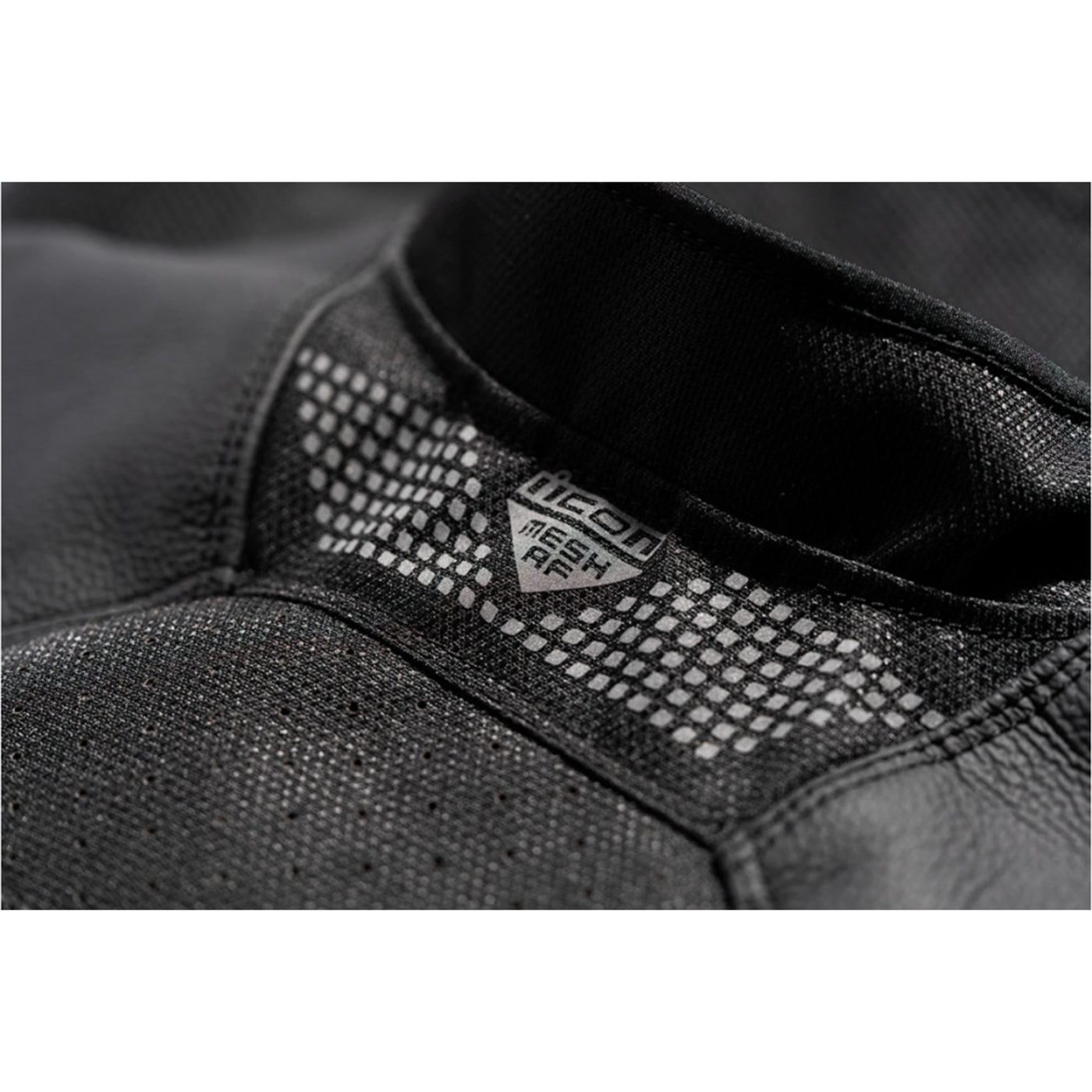 ICON Mesh AF Leather Jacket Black - Close-up of Collar Detail on Back