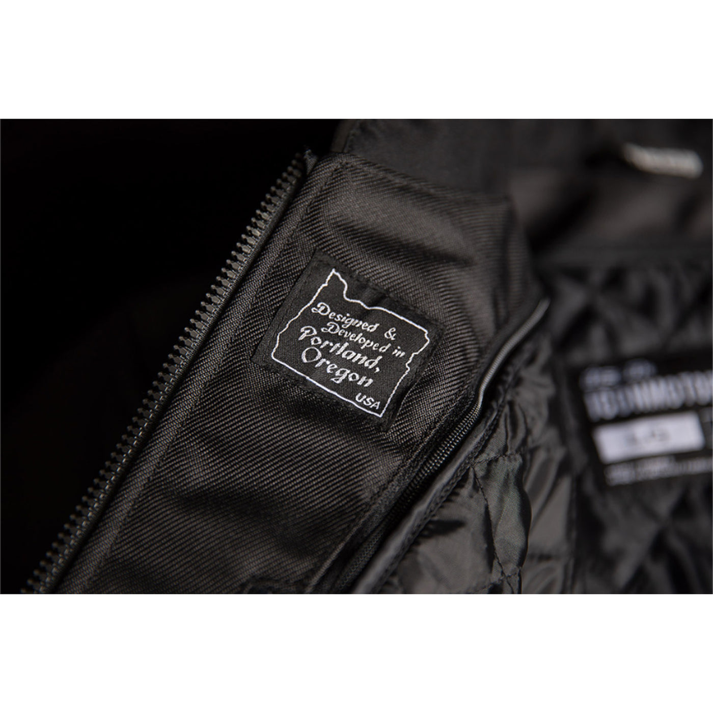 ICON Motorhead3 Jacket Black - Close-Up of Interior Patch Tag