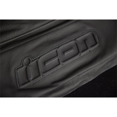 ICON Motorhead3 Jacket Black - Close-Up of Logo Imprint on Lower Back