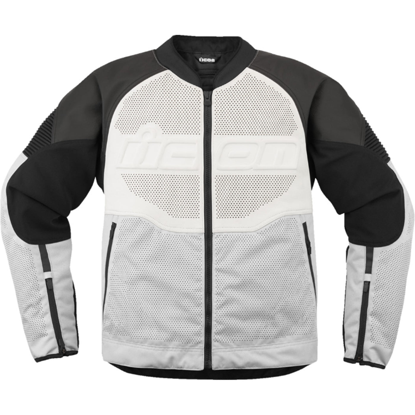 ICON Overlord3 Leather Jacket White - Front View