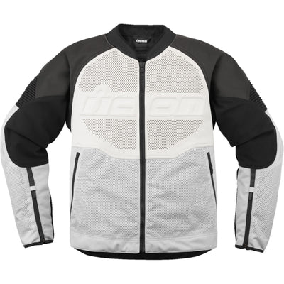 ICON Overlord3 Leather Jacket White - Front View