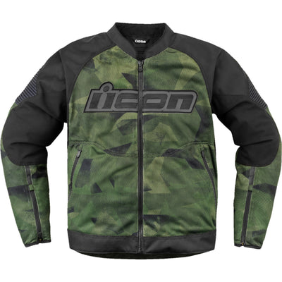 ICON Overlord3 Mesh Camo Jacket Green - Front View