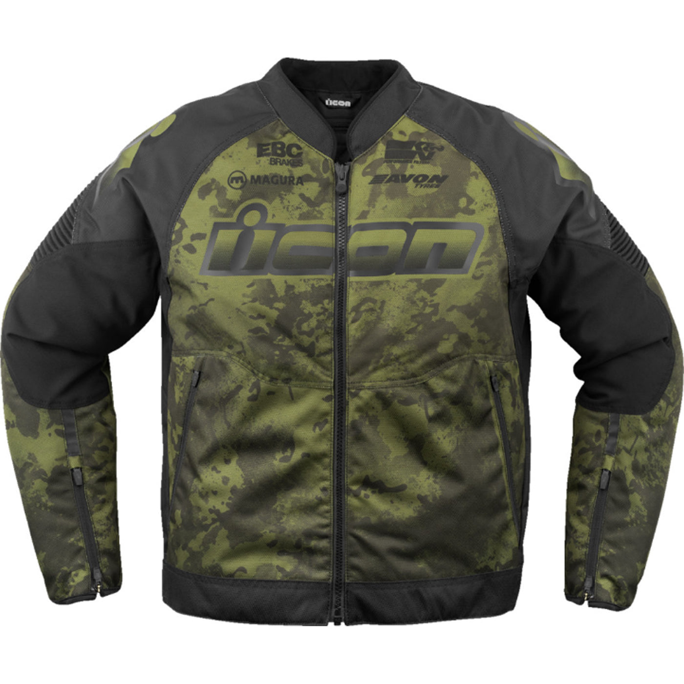 ICON Overlord3 Magnacross Jacket Green - Front View