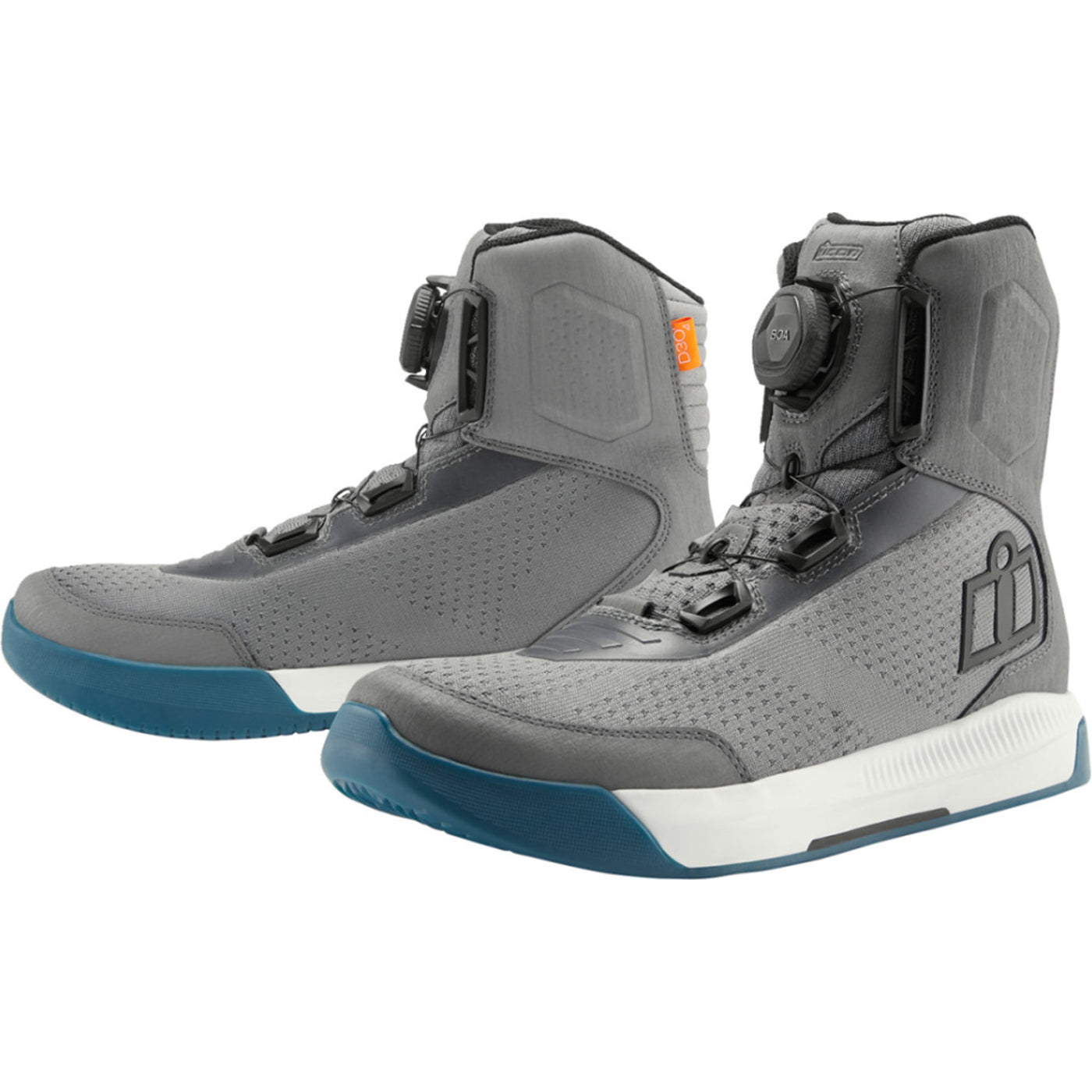 ICON Overlord Vented CE Boots Gray - Front Side View of Pair