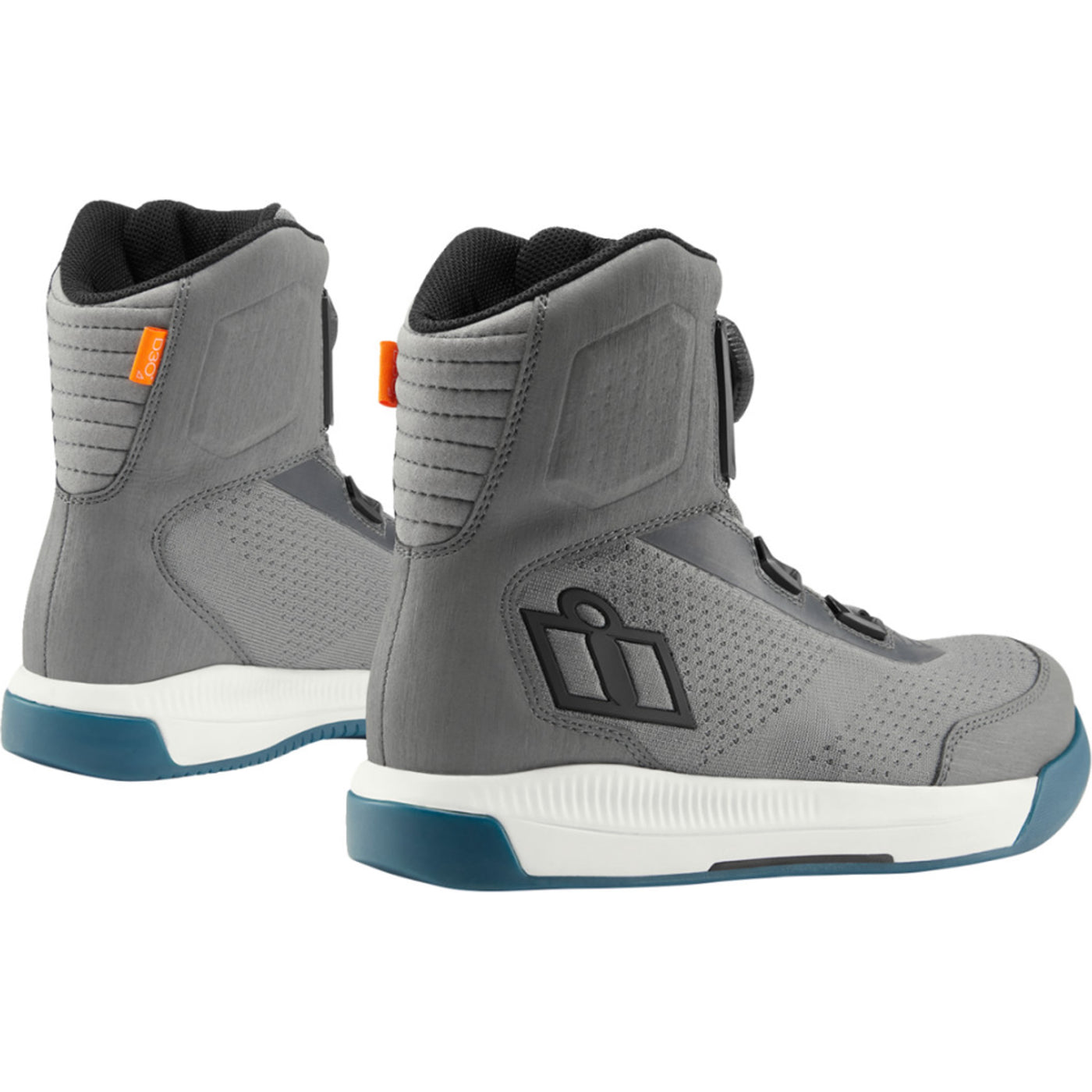 ICON Overlord Vented CE Boots Gray - Rear Side View of Pair