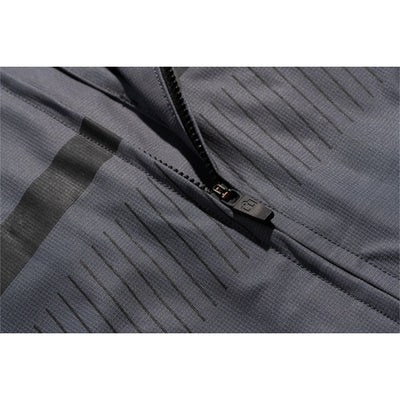 ICON PDX3 Jacket Gray - Close-Up of Partially Unzipped Front Zipper