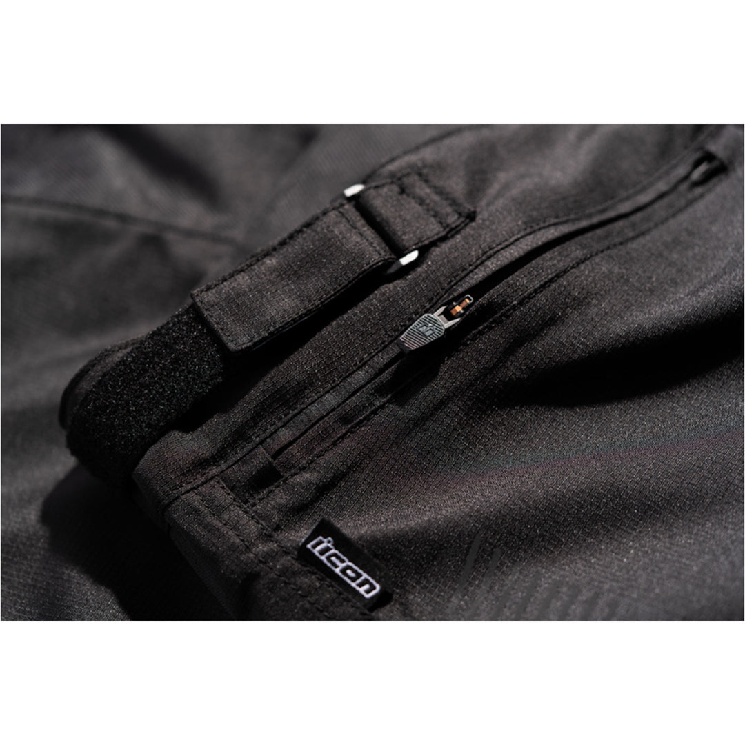 ICON PDX3 Overpant Black - Close-Up of Front Zippered Pocket