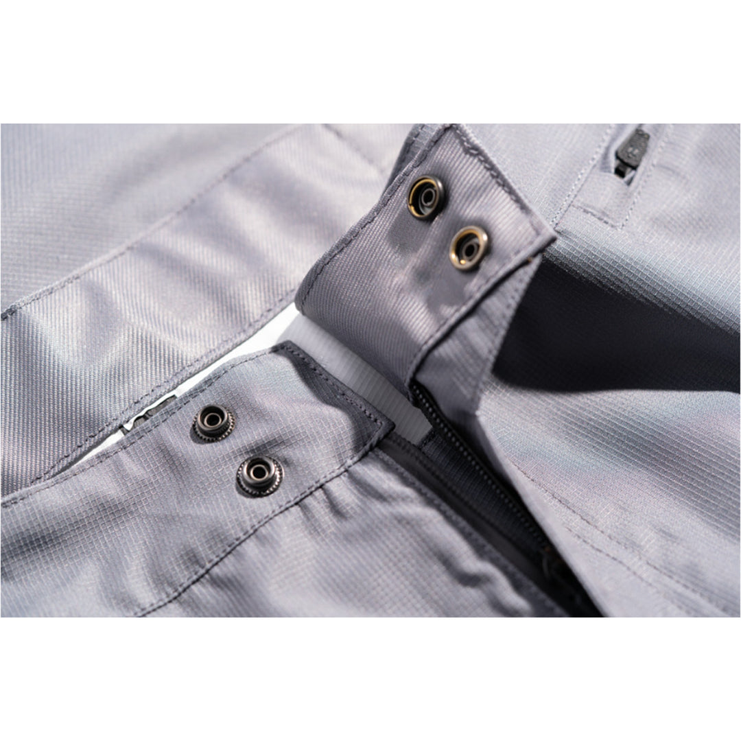 ICON PDX3 Overpant Gray - Close-Up of Front Snaps and Zipper