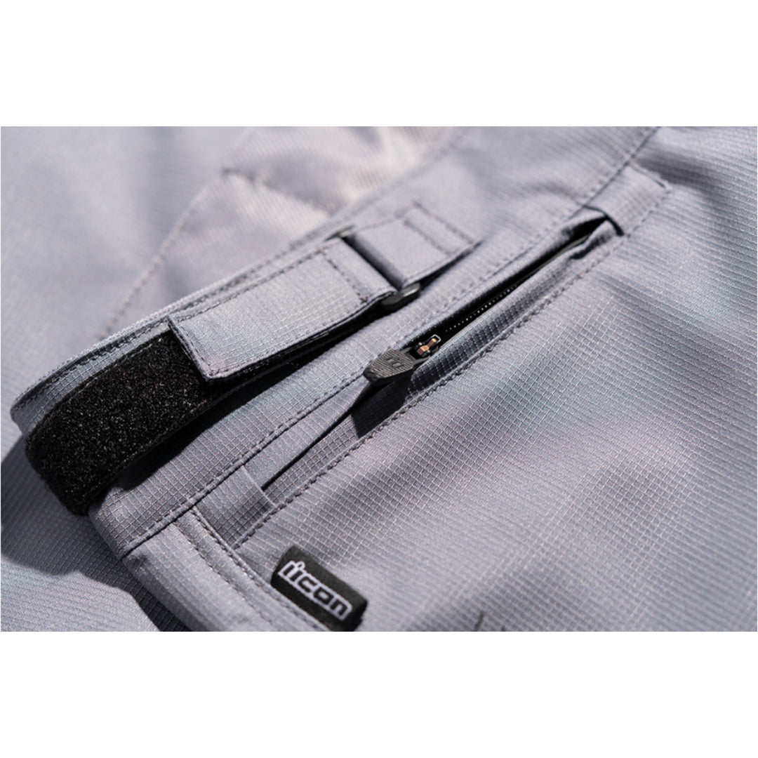 ICON PDX3 Overpant Gray - Close-Up of Front Zippered Pocket