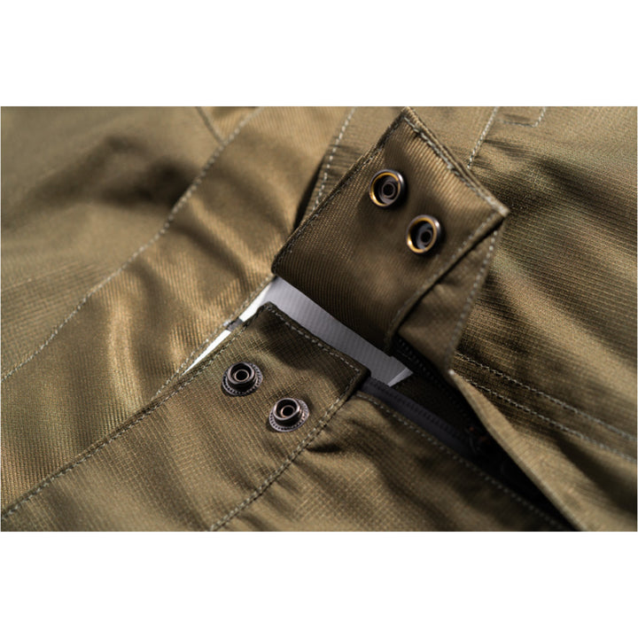 ICON PDX3 Overpant Olive - Close-Up of Front Snaps and Zipper