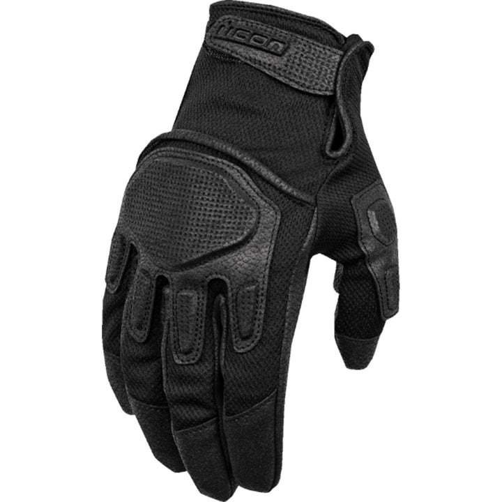 ICON Punchup CE Gloves Black - Back of Hand View