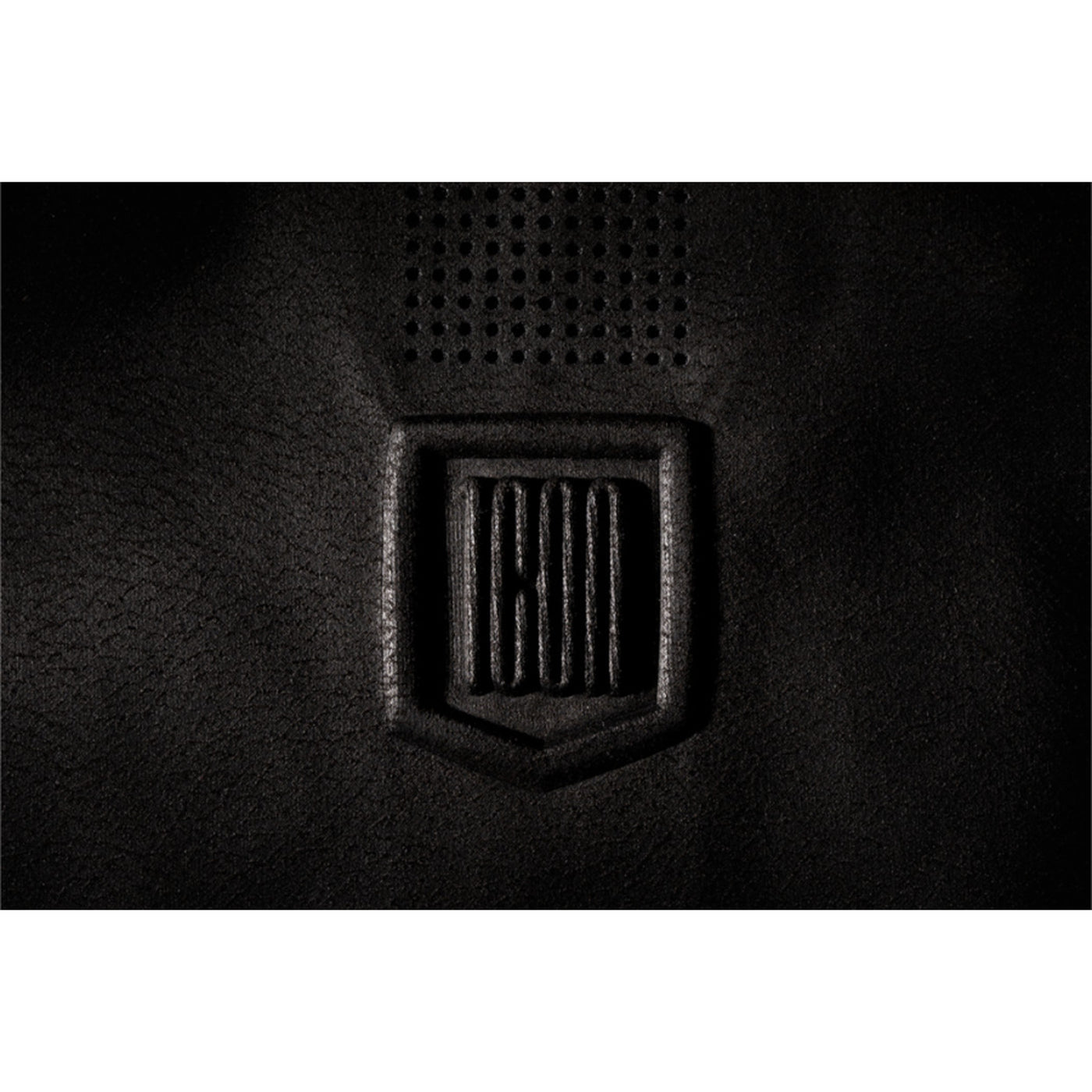 ICON Short Track Short-Sleeve Jacket Black - Close-Up of Logo Graphic Imprinted on Back