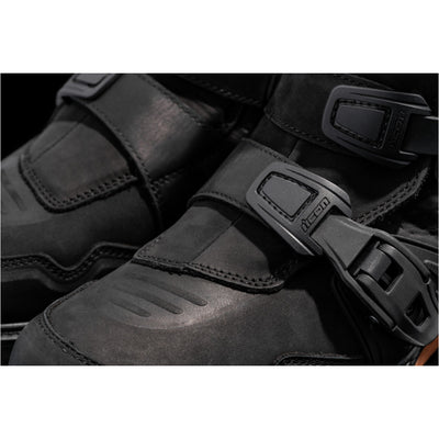 ICON Slabtown Waterproof Boots Black - Close-Up of Buckle Straps