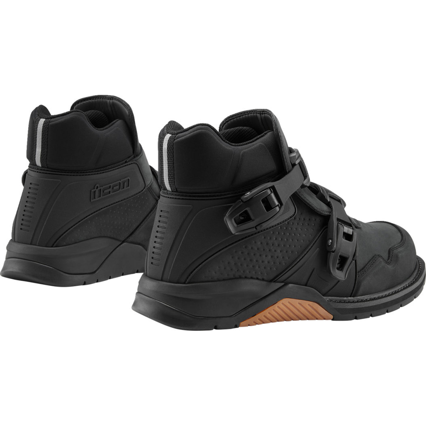 ICON Slabtown Waterproof Boots Black - Rear Side View of Pair