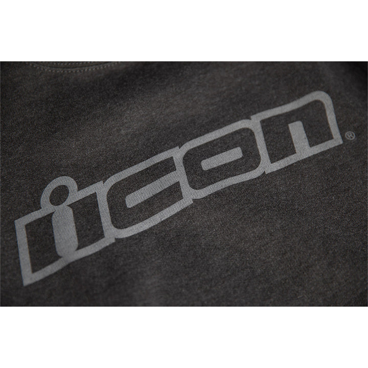 ICON Slant Crewneck Sweatshirt Charcoal - Close-Up of Logo Graphic on Front