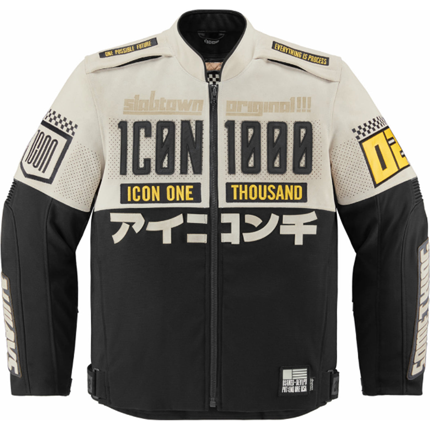 ICON Slabtown Memento Jacket White/Black/Yellow - Front View