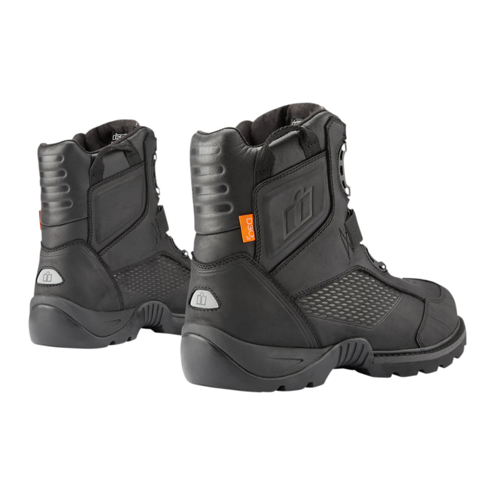 ICON Stormhawk Boots Black - Rear Side View of Pair