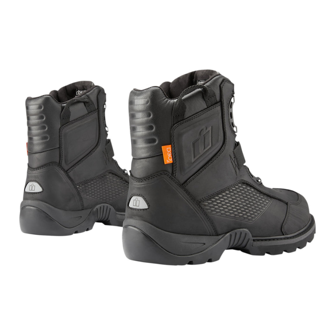 ICON Stormhawk Boots Black - Rear Side View of Pair