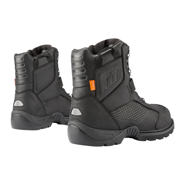 ICON Stormhawk Boots Black - Rear Side View of Pair
