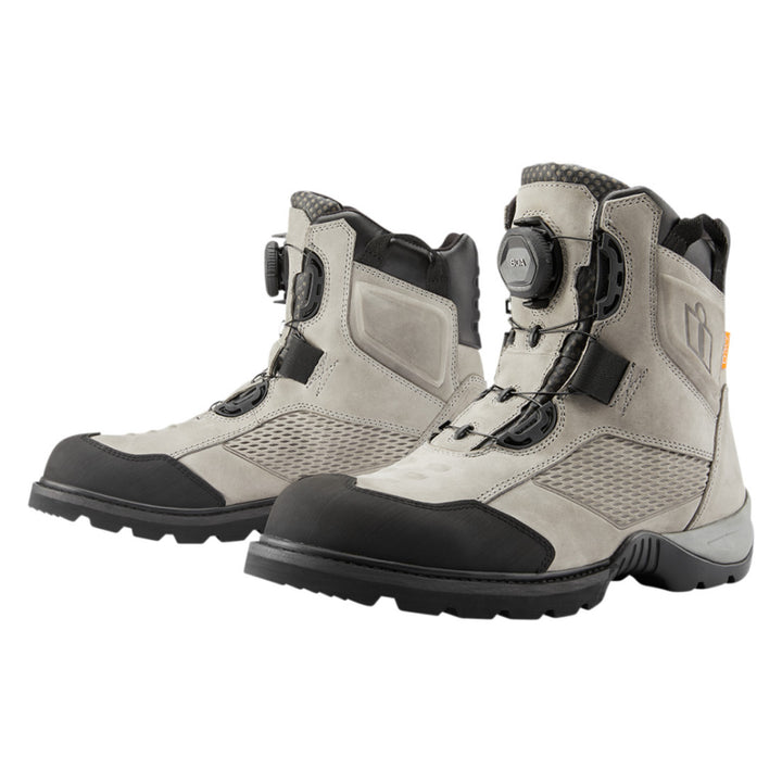 ICON Stormhawk Boots Gray - Front Side View of Pair