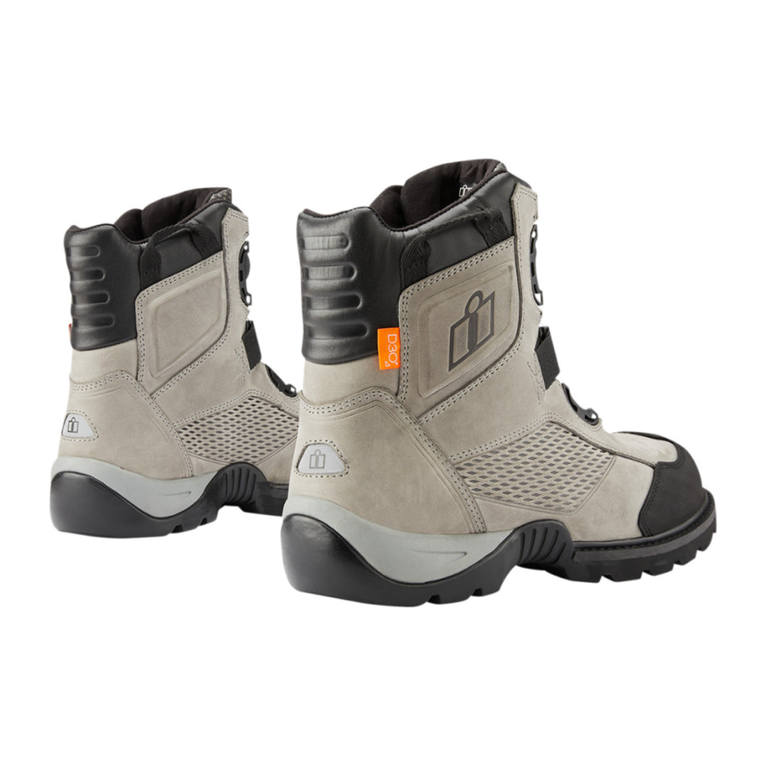 ICON Stormhawk Boots Gray - Rear Side View of Pair