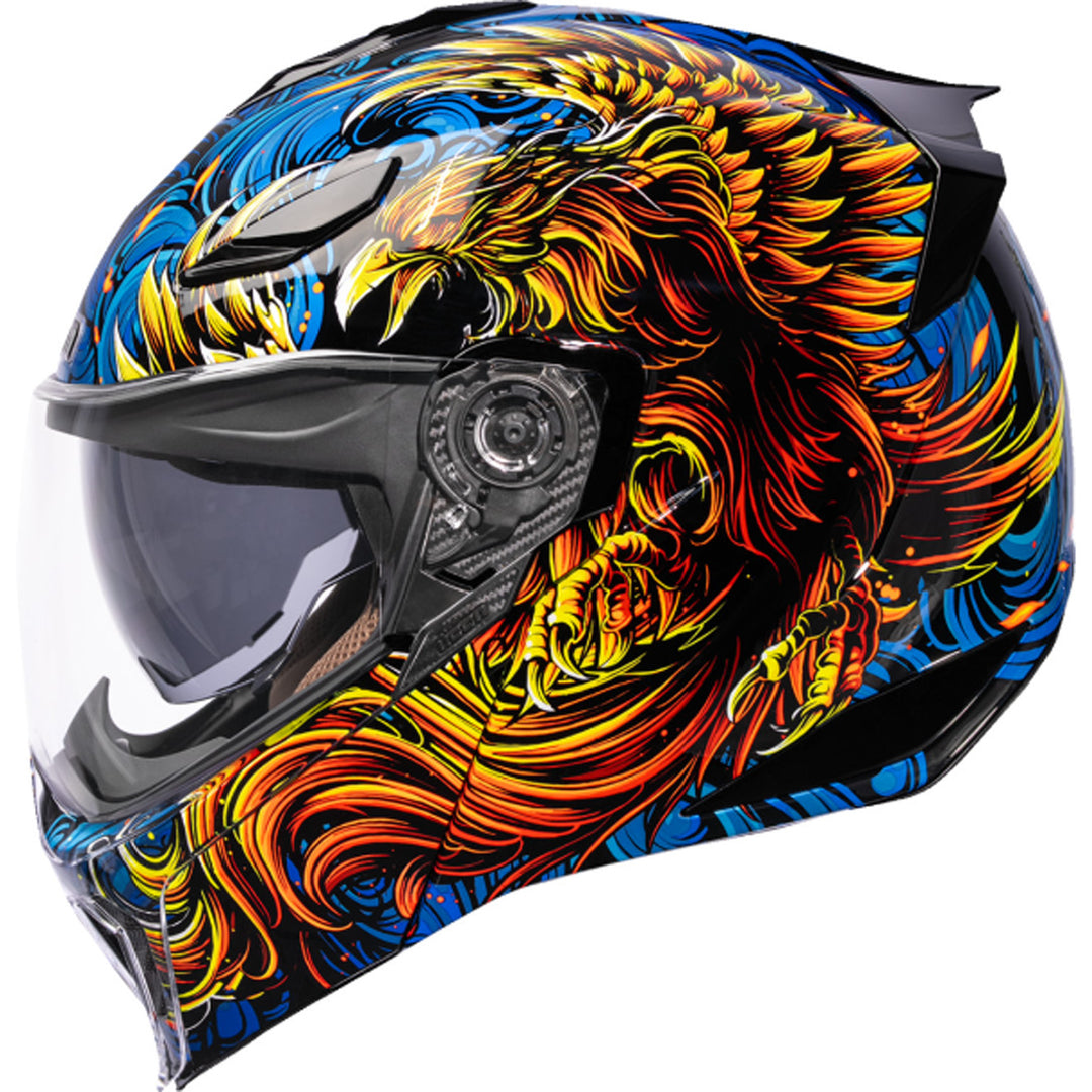 ICON Threshold Burn Birdie Burn Modular Helmet Blue - Left Side View