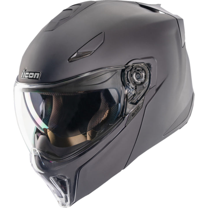 ICON Threshold Solid Modular Helmet Matte Black - Front Left Side View