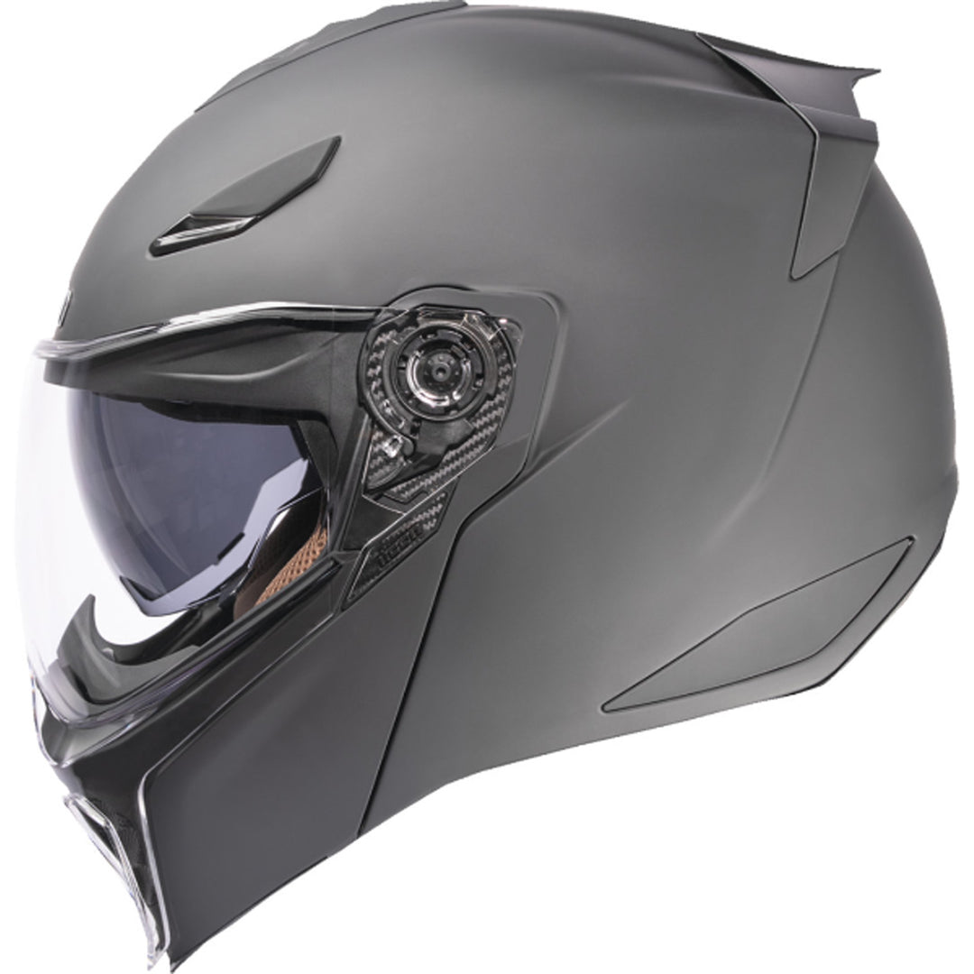 ICON Threshold Solid Modular Helmet Matte Black - Left Side View