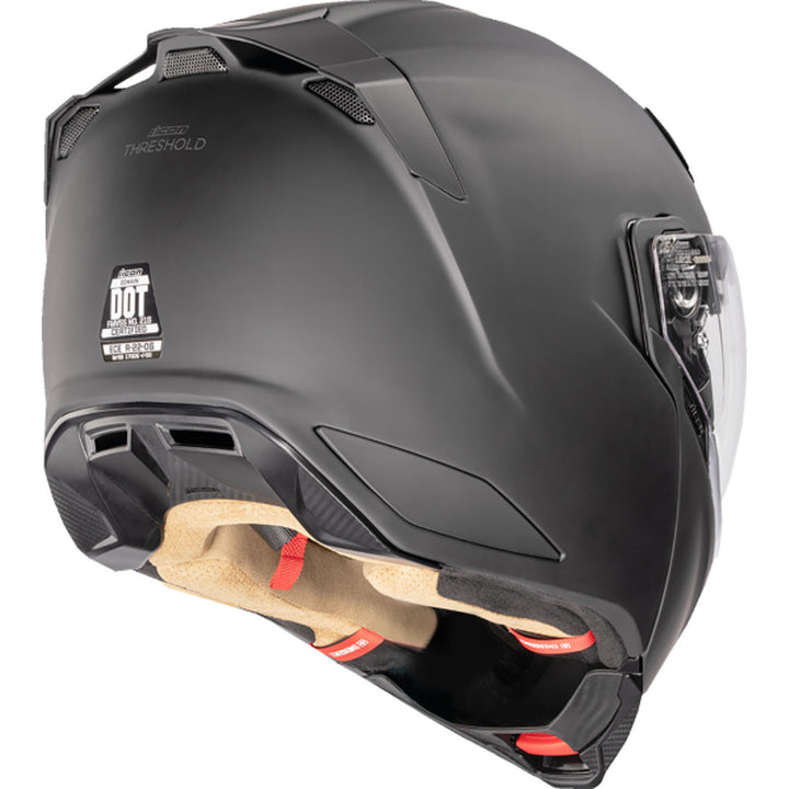 ICON Threshold Solid Modular Helmet Matte Black - Rear Right Side View