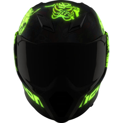 ICON Ultraflite Doodle 3 MIPS Helmet Blue - Front View with Glow-in-the-Dark Details