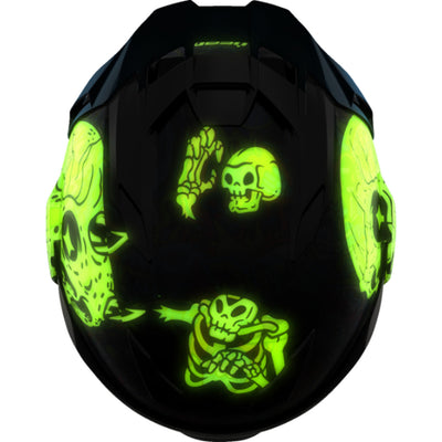 ICON Ultraflite Doodle 3 MIPS Helmet Blue - Top Down View with Glow-in-the-Dark Details