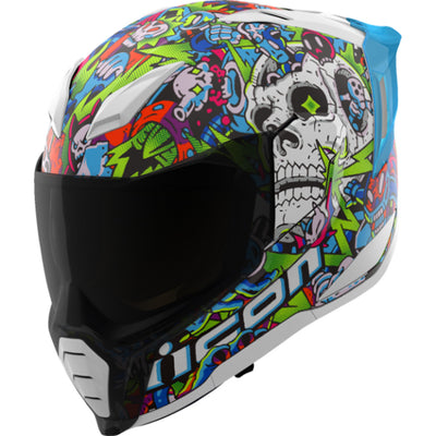 ICON Ultraflite Doodle 3 MIPS Helmet Blue - Front Left Side View