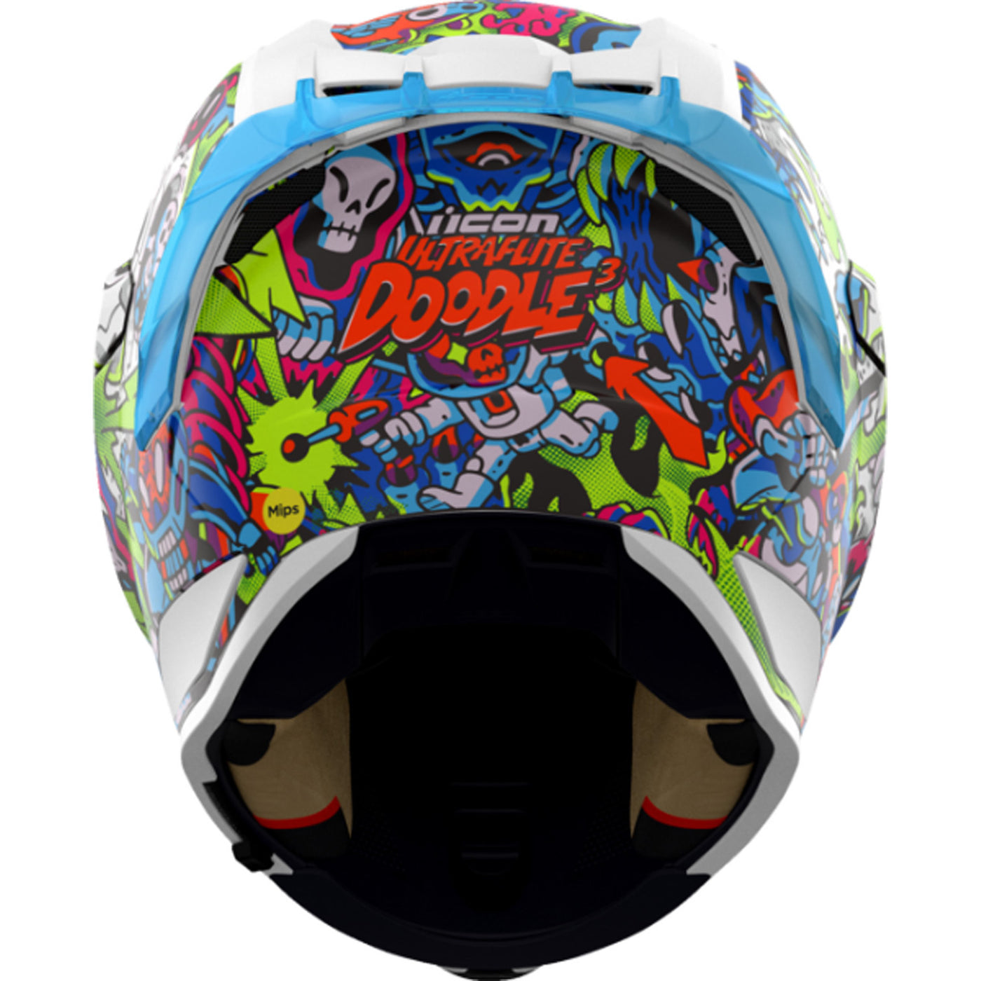 ICON Ultraflite Doodle 3 MIPS Helmet Blue - Rear View