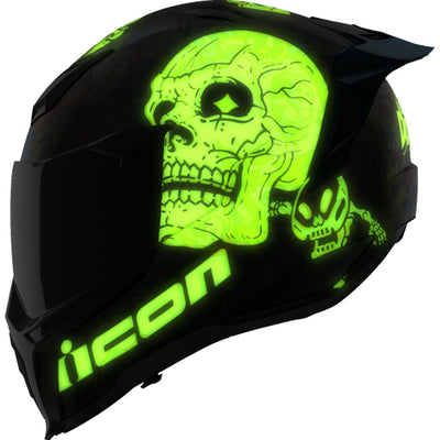 ICON Ultraflite Doodle 3 MIPS Helmet Blue - Left Side View with Glow-in-the-Dark Details