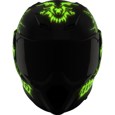 ICON Ultraflite Misanthrope MIPS Helmet Black - Front View with Glow-in-the-Dark Details