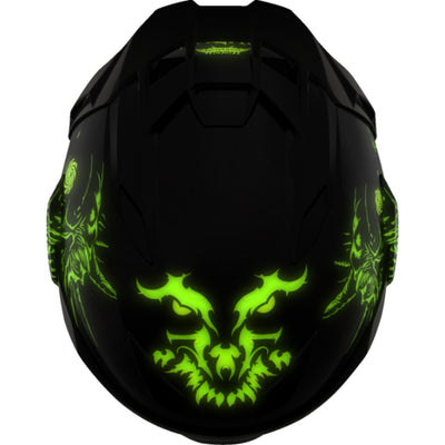 ICON Ultraflite Misanthrope MIPS Helmet Black - Top Down View with Glow-in-the-Dark Details