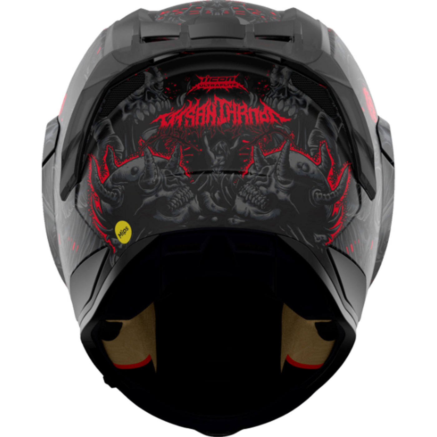 ICON Ultraflite Misanthrope MIPS Helmet Black - Rear View