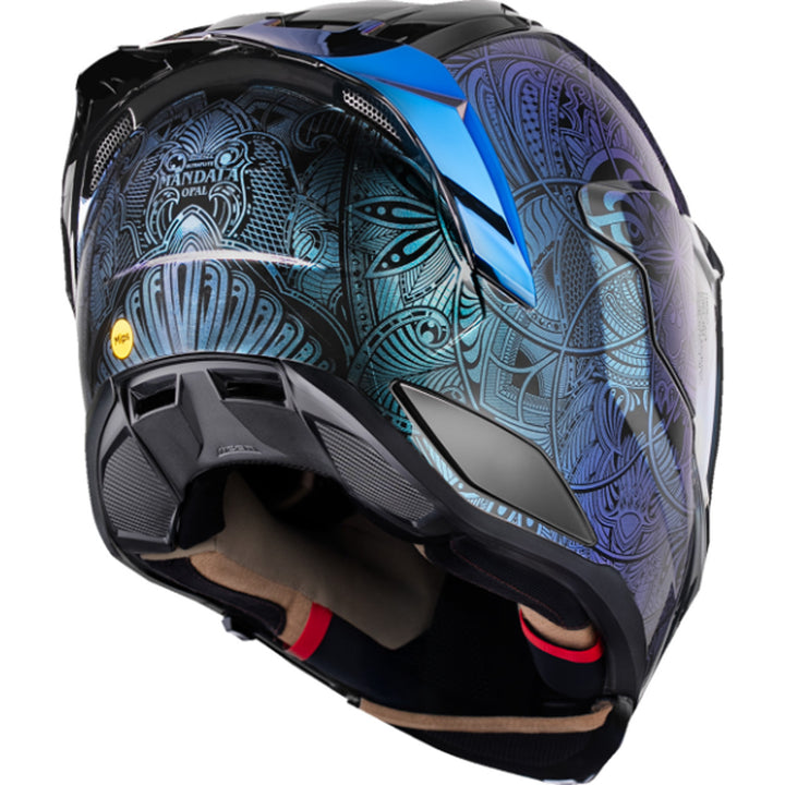 ICON Ultraflite Opal Mandala MIPS Helmet Blue - Rear Right Side View