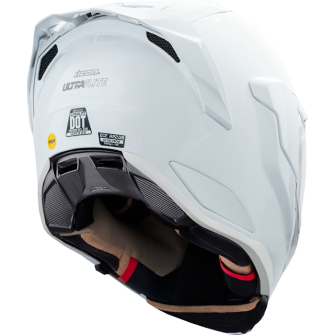 ICON Ultraflite Solid MIPS Helmet Gloss White - Rear Right Side View