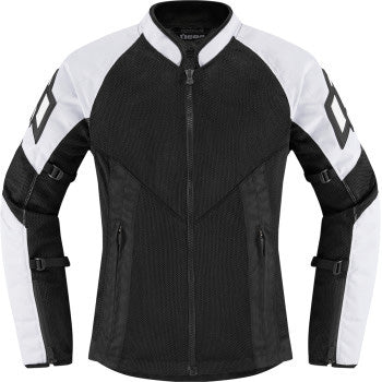 ICON Women's Mesh AF Jacket White/Black - Front View