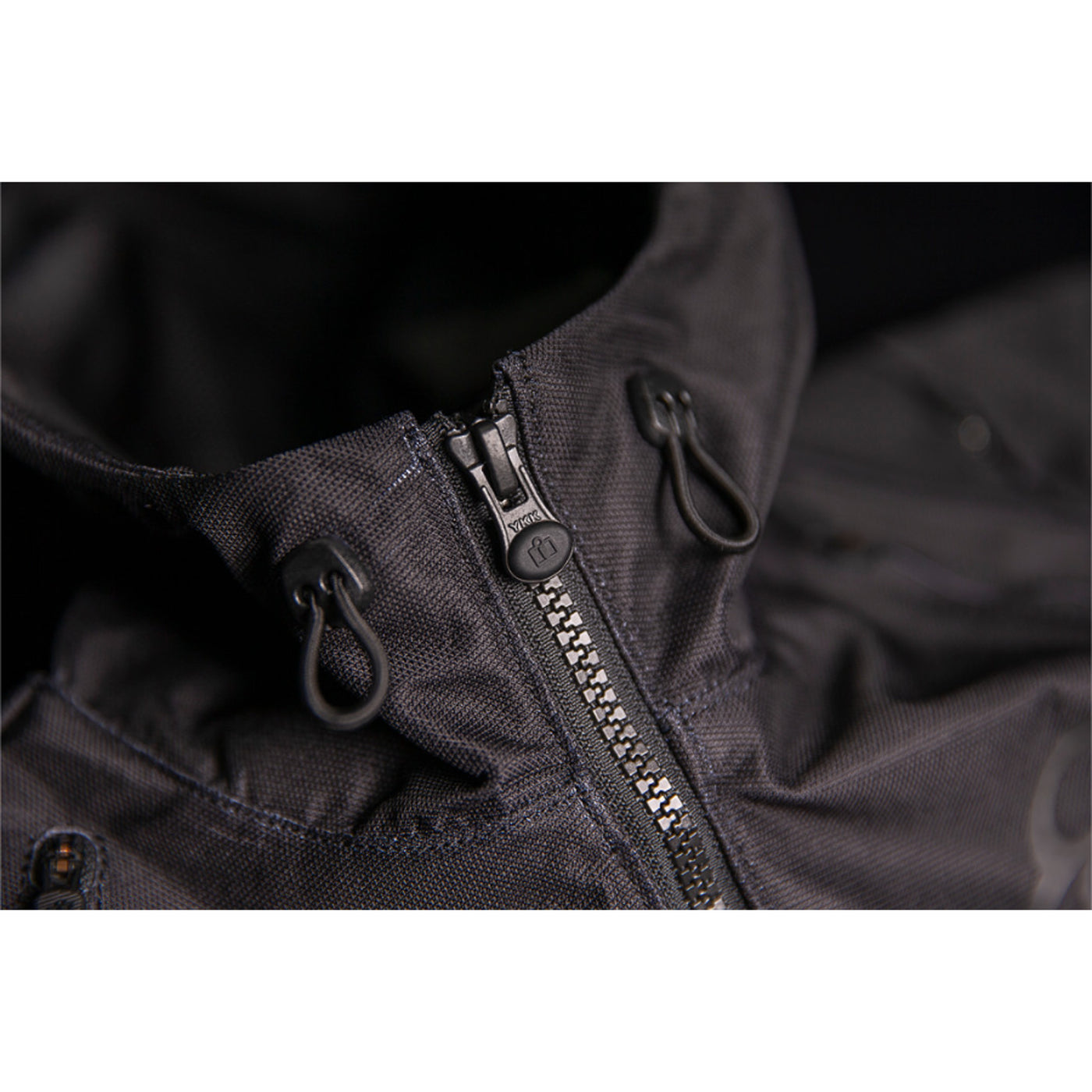 ICON Women's Airform Jacket Black - Close-Up of Front Zipper