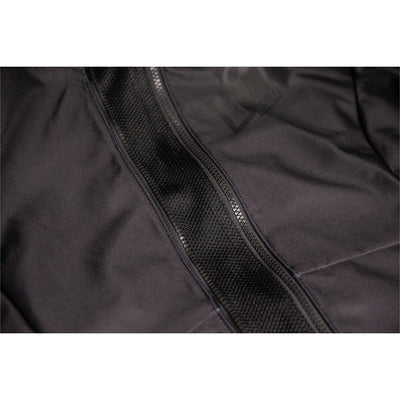 ICON Women's Airform Jacket Black - Close-Up of Expanded Mesh in Front Zipper