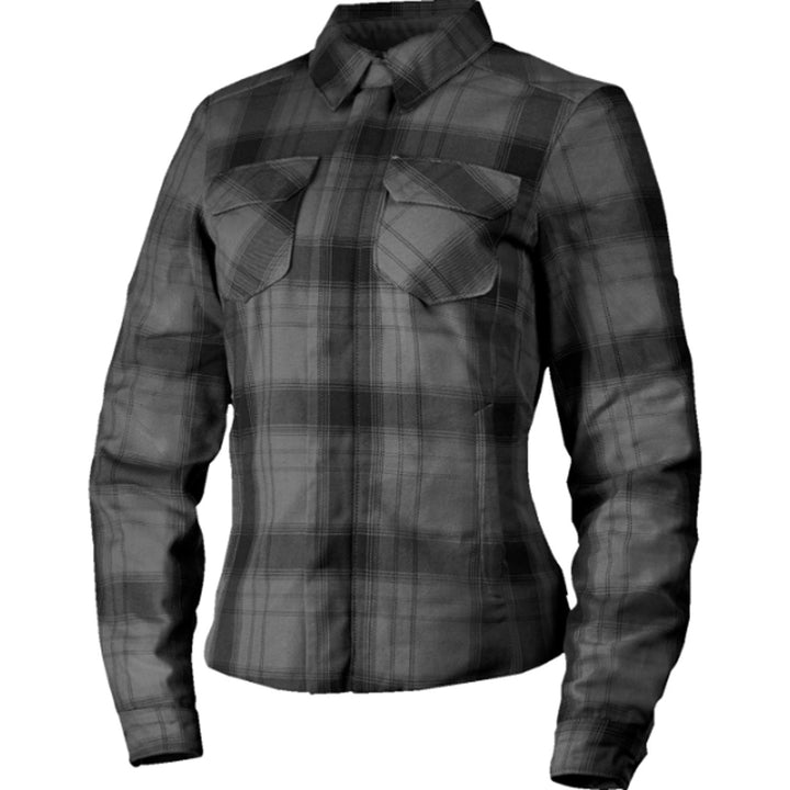 ICON Women's Fallblock Flannel Jacket Black - Front View
