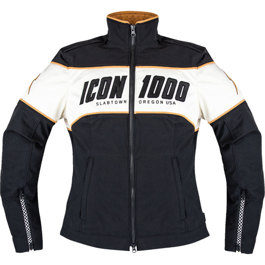 ICON Women's Hella 4 Jacket Black - Front View