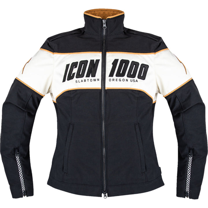 ICON Women's Hella 4 Jacket Black - Front View