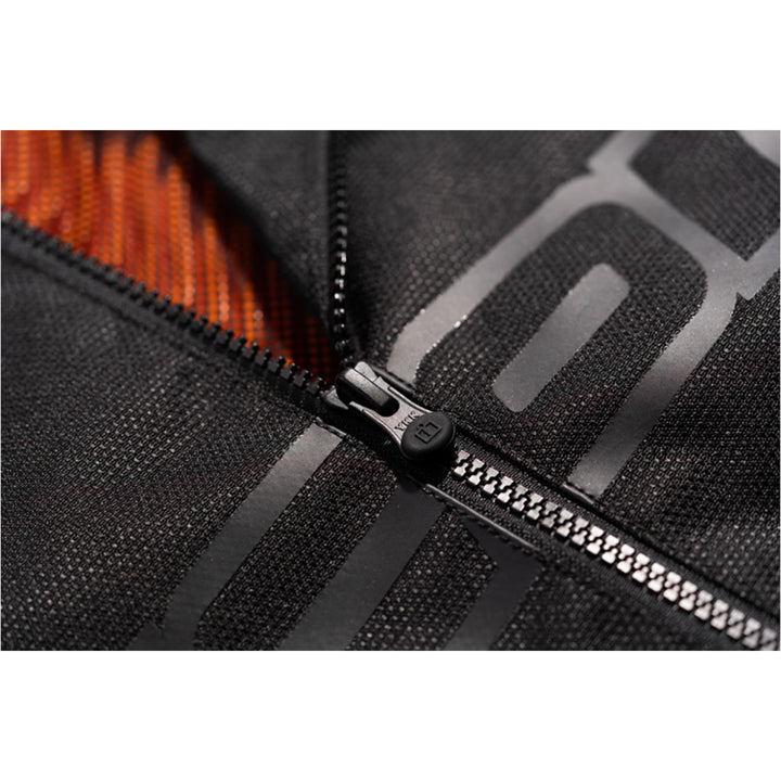 ICON Women's Hooligan CE Jacket Black - Close-Up of Partially Unzipped Front Zipper